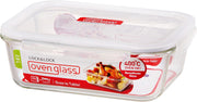 Lock & Lock LocknLock LLG455, Oven Safe, BPA Free, 100% Airtight, Food Storage Container with Lid, Clear, W 24.8 x H 17.6 L 10.8 cm, 8.45-cup, Rectangular, Borosilicate Glass - Clear (2L) FR