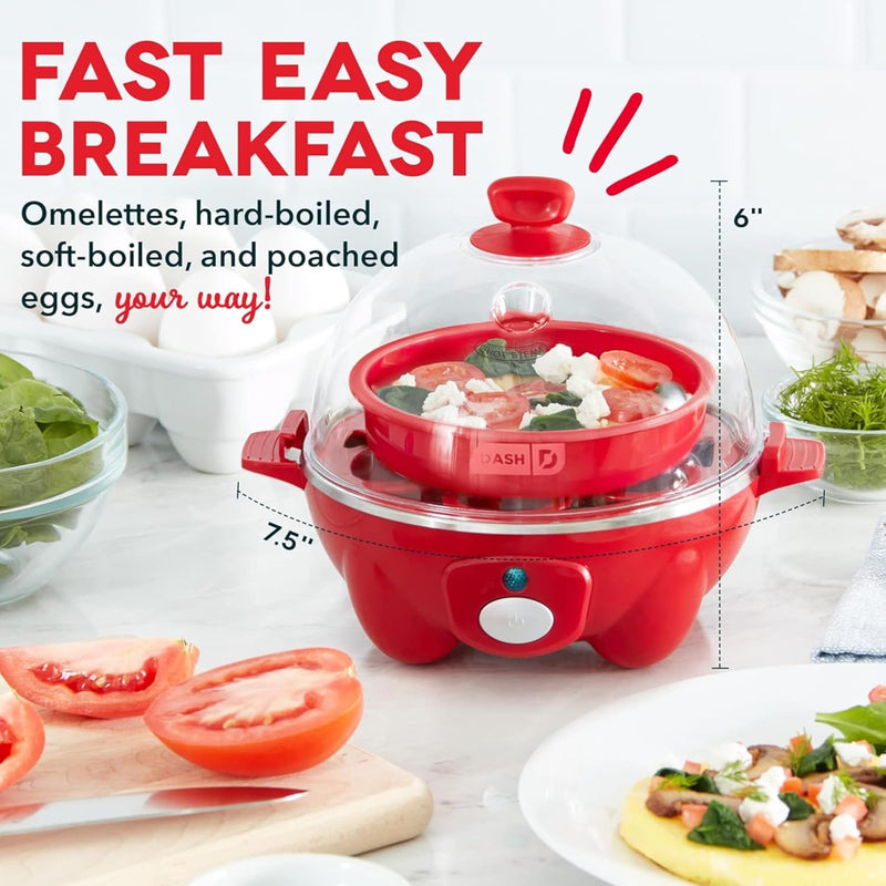 Dash Rapid Egg Cooker: 6 Egg Capacity Electric Egg Cooker for Hard Boiled Eggs, Poached Eggs, Scrambled Eggs, or Omelets with Auto Shut Off Feature, Black, 2 years warranty