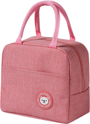 1-Pack 23x21x13cm Insulated Lunch Bag for Women Men Kids - Reusable Thermal Lunch Box Tote with Zipper & Front Pocket, Leakproof Cooler Bag for Work (Grey, 23x21x13cm) - Pink 23x21x13cm