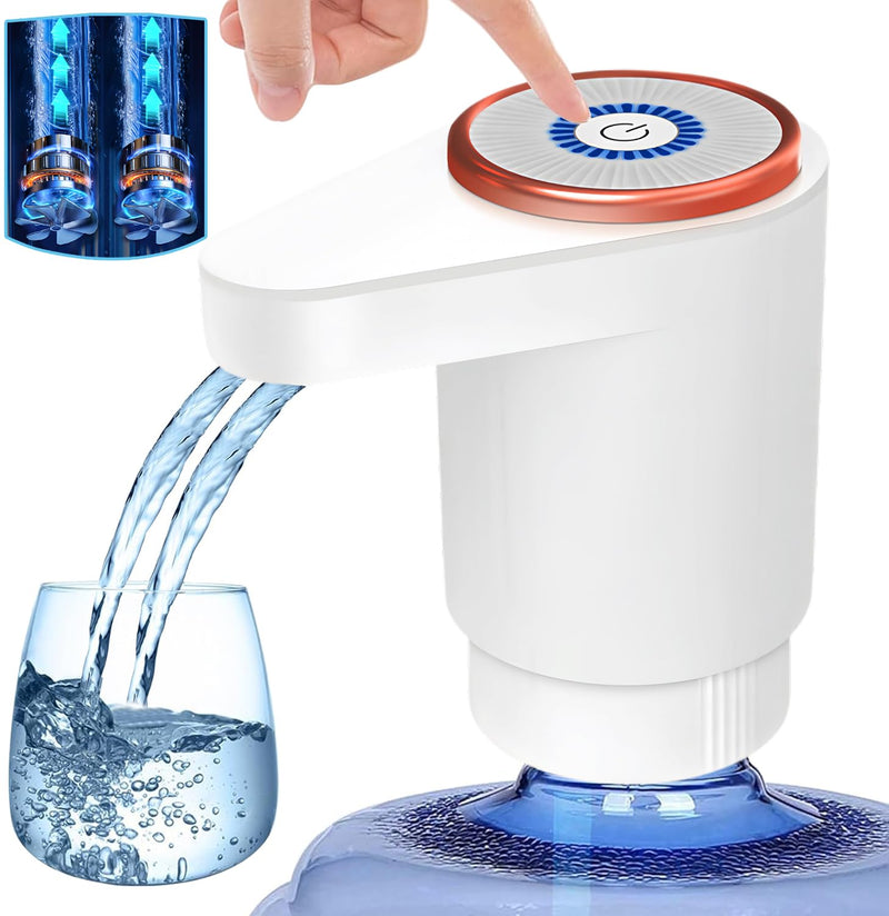 Rness Water Dispenser Pump Electric,Double Pumps High Horsepower,Double Water Outlets,Type-c Interface Charging Portable Electric Water Pump Jugs,USB C Charging,for Office,Home,Kitchen White