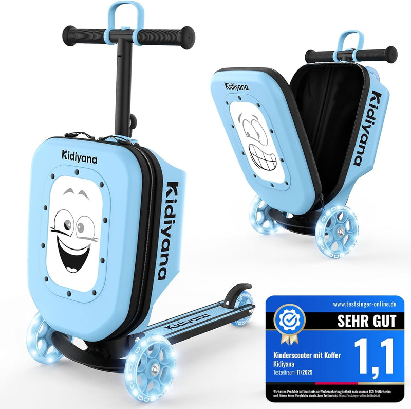Scooter Suitcase, Children's Suitcase with Scooter and LED Wheels, Height-Adjustable Handlebar, A5 Viewing Window, 7 cm Storage Space, Suitable as Hand Luggage, Children's Scooter Gift from 2 - Ø£Ø²Ø±Ù Ø­ÙÙØ¨Ø© Ø§ÙØ³ÙÙØªØ±