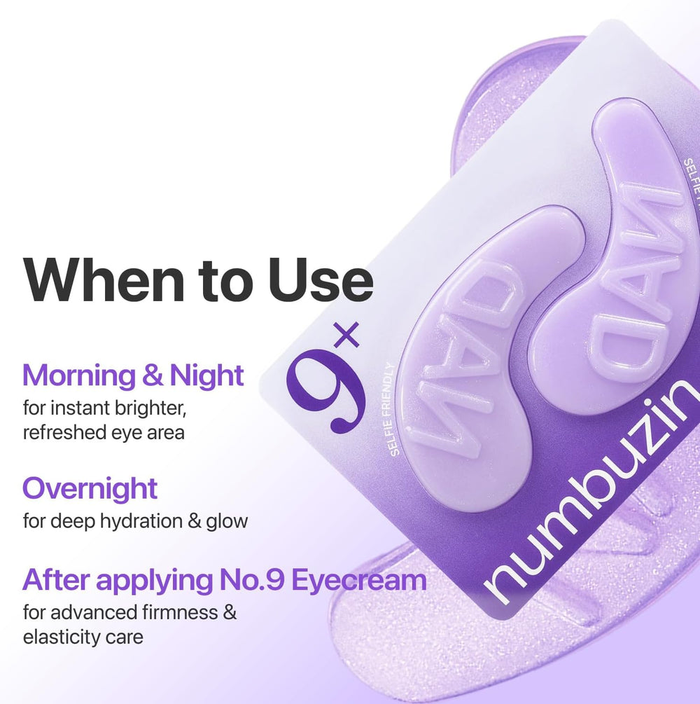 numbuzin No.9 Eye Patches NAD+ Collagen Under Eye Patches Dark Circles, Cooling, Puffy Eyes, Eyebags, Wrinkles Peptides, Caffeine, Niacinamide Self Care, Gift 5 Pairs, 10 Patches