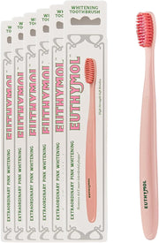 Whitening Toothbrush (White, 6 Count) - Premium Soft Dual-Tension Bristles. Advanced Plaque Removal, Stain Reduction. - Pink