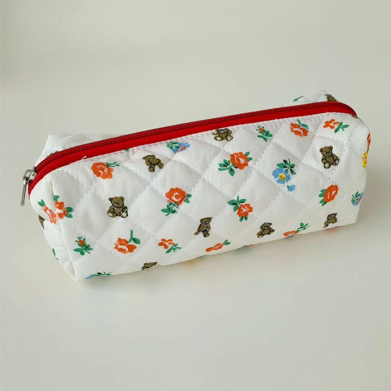 Cute Pencil Case Aesthetic Student Pouch Yellow Bow - Flower Bear