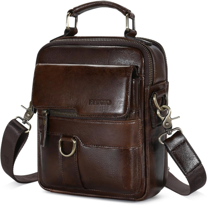 Men's Genuine Leather Shoulder Bag Messenger Briefcase CrossBody Handbag Satchel Travel bag - Type 2-dark Coffee