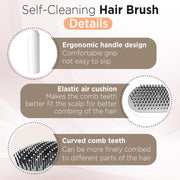Mariyabâ„¢ Self Cleaning Hair Brush-New 3D Air Cushion Brush for Detangling-Scalp Massager-Hair Brush with Nylon Bristles for All Hair-Easy Clean Hair Brush for Women & Men (White)