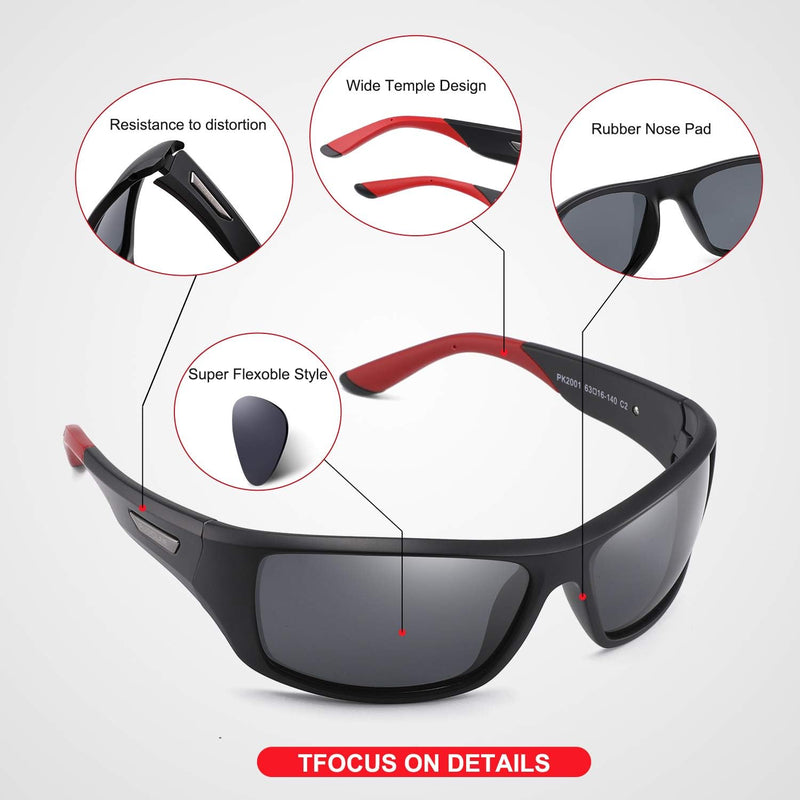PUKCLAR Sunglasses for Men Women Polarized Sports Running Cycling Fishing Driving Golf TR90 Frame