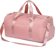 Duffle Bag for Women, Sports Duffel Bag for Gym with Wet Pocket & Shoe Compartment, Overnight Weekender Travel Bag - pink