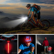 SKY-TOUCH USB Rechargeable Bike Light Set 320 Lumens Powerful Front and Rear Bike Accessories for Night Riding, Cycling Rear Headlight Reflectors for Kids, Road, Mountain Bike, Black