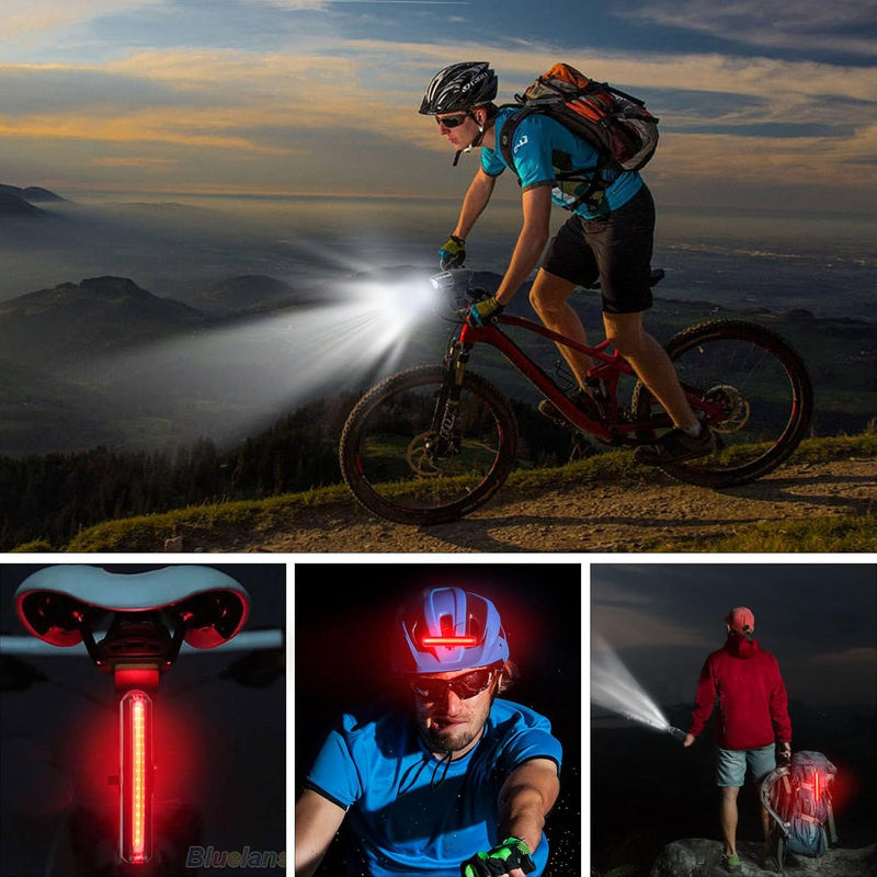 SKY-TOUCH USB Rechargeable Bike Light Set 320 Lumens Powerful Front and Rear Bike Accessories for Night Riding, Cycling Rear Headlight Reflectors for Kids, Road, Mountain Bike, Black