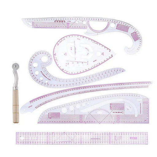 SKEIDO 7 Piece Set Metric Clothes Curve Sewing Ruler Drawing Stencil Making Grading Curve Rule Pattern Making Accessories Making Pink - A