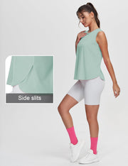 THE GYM PEOPLE Women's Workout Tank Tops Loose Fit Sleeveless Breathable Yoga Shirts with Side Slits
