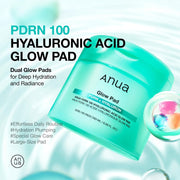 PDRN 100 Hyaluronic Acid Glow Pad, Glow-Plumping Korean Face Care for Daily Skincare & Makeup Prep, Dual-Sided TonerPad for Radiant Skin & Deep Hydration (180ml, 60 Pads)