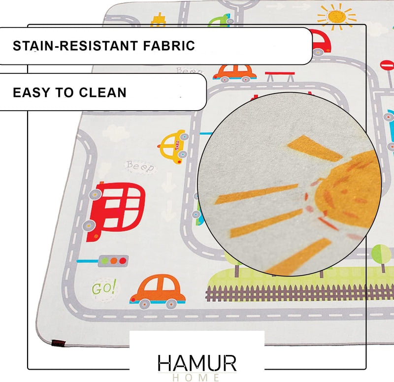 Hamur Home Baby Play Mat Non-slip Play Mat Foldable Crawling Mat Kids Baby Mat 150 X 150 Cm For Kids Room Playroom Washable Machine Washable Kids Carpet (Animals)