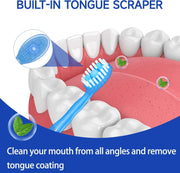 10 Pcs 5 in 1 Disposable Toothbrushes, Mini Travel Toothbrushes with Toothpaste Tongue Scraper Floss and Toothpick, On the Go Toothbrush Disposable with 4 Flavors and Case (Random color
