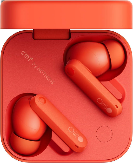CMF by Nothing Buds Pro 2 Wirelesss earphones with HiFi sound, 50 dB Smart Active Noise Cancellation, 6 HD mics and Spatial Audio, 2025 - Light Grey - Orange