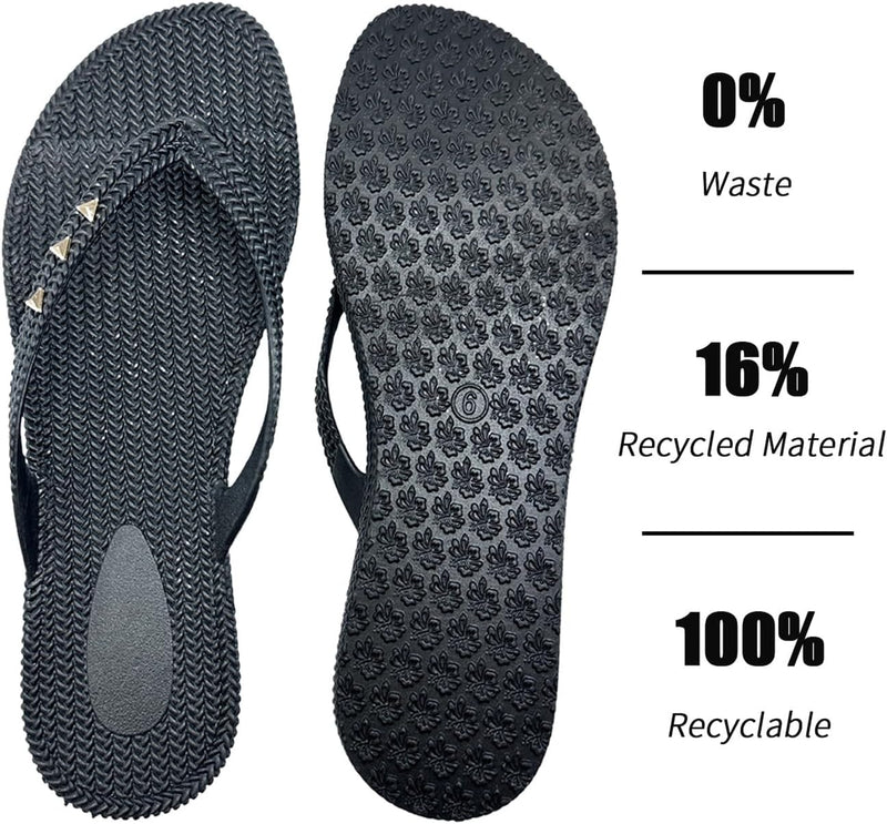 Rivet Decor Flip Flops, Comfortable Non - Slip Beach Sandals for Women, Fashion Outdoor Flip Flops