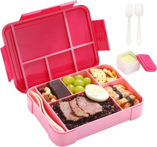 Lunch Box For Kids School, Bento Lunch Box, Lunch Containers for Adults/Kids/Toddler, Leakproof with 1330ML-5 Compartment Microwave & Dishwasher& Freezer Safe(Pink) - Pink