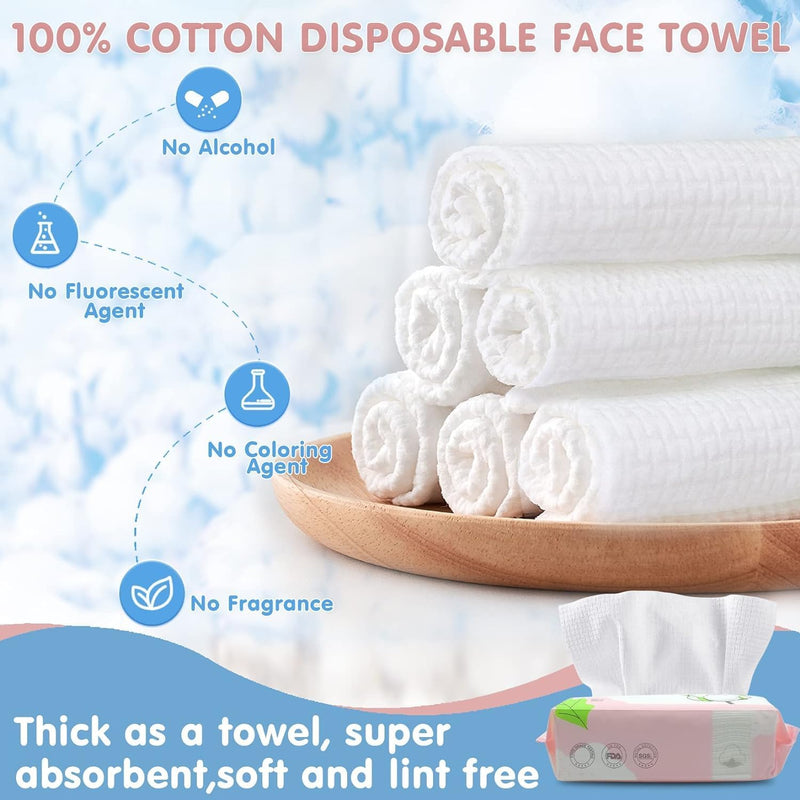 McMola Cotton Tissue 100% US Cotton Dry Baby Wipes Soft Dry Cotton Wipes Disposable Face towels Makeup Removing for Sensitive Skin Portable(1 PACK-60 Counts) - 60 Count