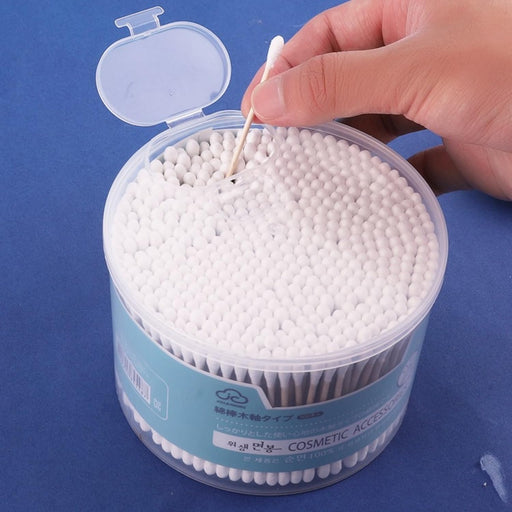 SKY-TOUCH 500 Count Cotton Swabs Double-Tipped Round, Bamboo Clean Swabs for Personal Care, Ear Cleaning, Makeup, Nails - 500 Count (1pack)