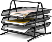 MOMENT 2-Tier Paper Tray, Desktop Organizer, 2 Layer A4 Metal tray Office Desk Organiser, Paper File Storage, Workspace, Office, Black - 34.9 x 29.2 x 27.5 cm 3-Tier