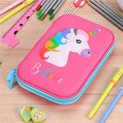 Unicorn Pencil Case with Compartments - Shockproof EVA Hard Shell Multiple Pen Slots Mesh Pockets Large Capacity Organizer for School & Travel 8.7"