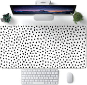 Japanese Landscape Desk Mat Post Moonlight Samurai Mouse Pad Large Dark Aesthetic Desk Pad Gaming Mousepad Extended XXL 31.5 x 15.7 in Laptop Computer Mouse Keyboard Mat - A White Polka Dot