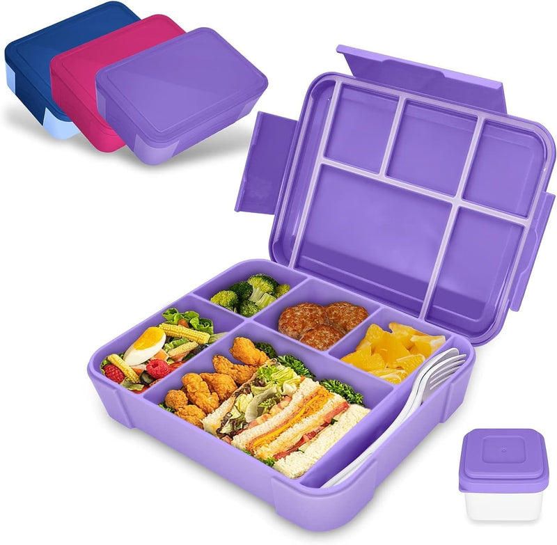 Lunch Box for Kid School,Bento Snack Box with Compartments, Leak-proof Food Container,Tiffin for Kids Adults Girls & Boys (Celadon, 1330ml) - Purple 1330 ml