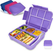 Lunch Box for Kid School,Children's Lunch Box with Compartments, Bento Box Children, Leak-proof Lunch Bento Boxes for Girls and Boys, Snack Box, Perfect for School, Nursery & Trips (Pink Rose) - Purple 1330 ml