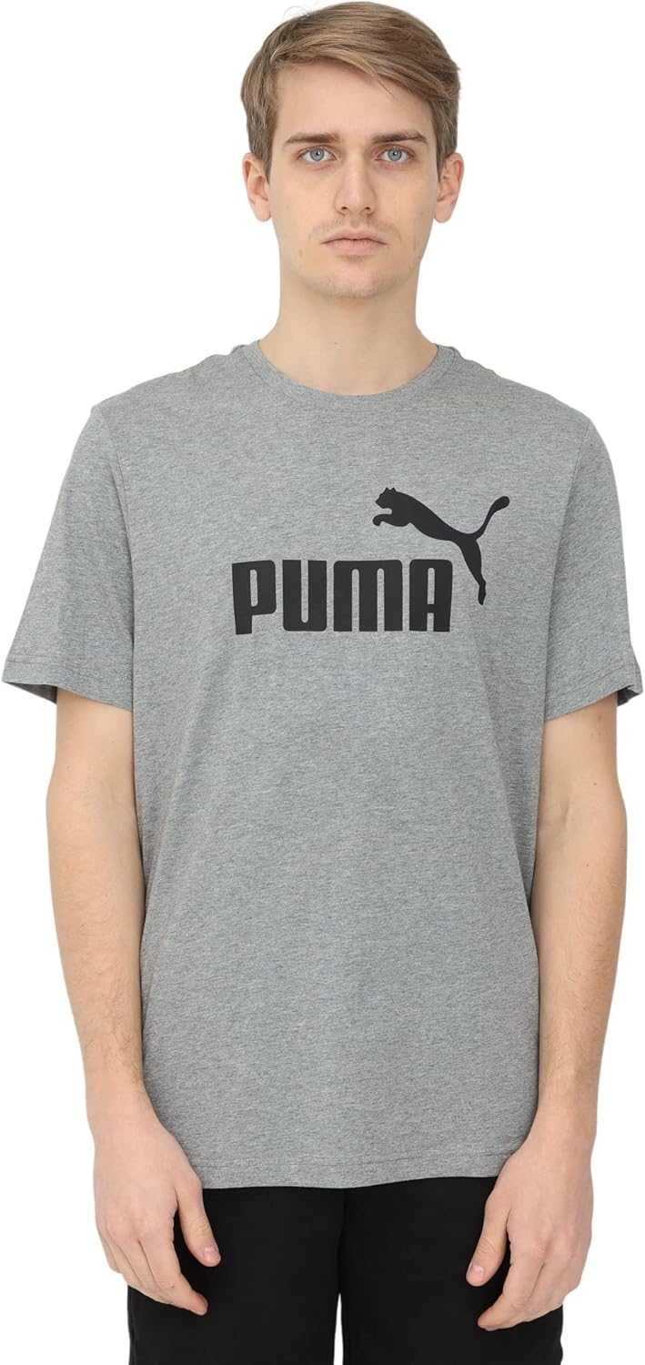 PUMA mens ESS Logo Tee T-Shirt (pack of 1) - Medium Gray Heather
