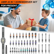 AMIR 42 in 1 Magnetic Screwdriver Set, Handle Ratchet Screwdriver Set Magnetic with 40 PCS Bits, Precision Repair Tool Kit for Tools Home Improvement Computer Bicycle - Black