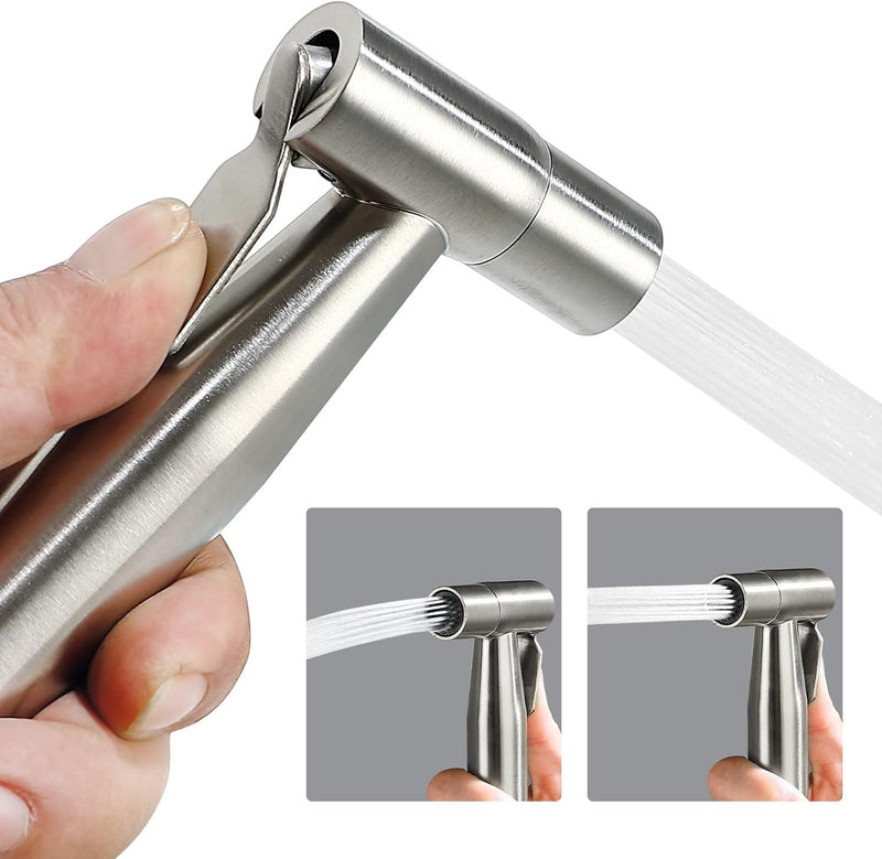 BARROCK 2 Pack Bidet Sprayer Head Stainless Steel Handheld Shattaf Jet Spray Attachment for Toilet, Baby Cloth Diaper Sprayer with Adjustable Water Pressure Control, Brushed Gold