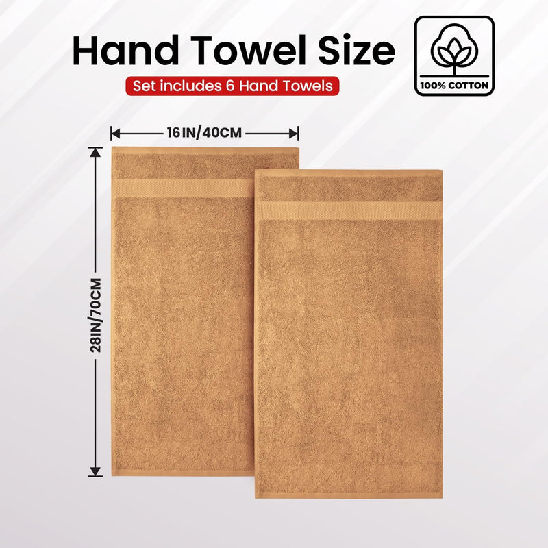 Infinitee Xclusives Premium White Hand Towels - Pack of 6, 41cm x 71cm Bathroom Hand Towel Set, Hotel & Spa Quality Hand Terry Towels for Bath room, Highly Absorbent and Super Soft Bathrooms Towels
