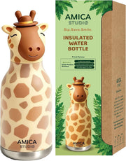 Kids Water Bottle 460ml Insulated Stainless Steel - AMICA STUDIO (Gigi Giraffe)