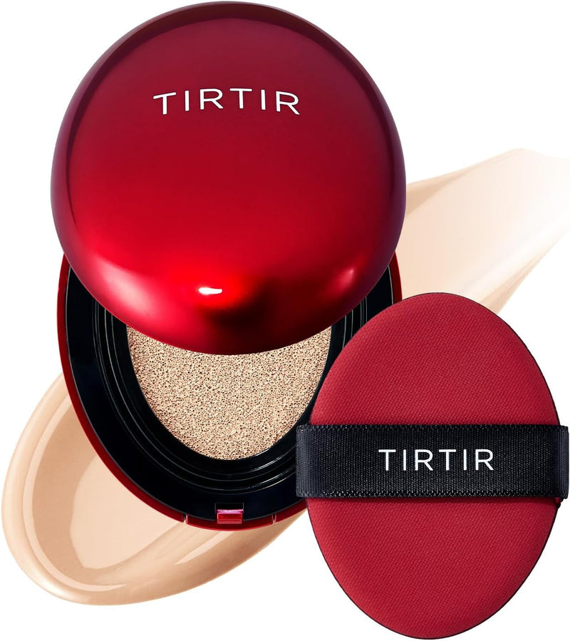 Mini Size TIRTIR Mask Fit Red Cushion Foundation Japan's No.1 Choice for Glass skin, Long-Lasting, Lightweight, Buildable Coverage, Semi-Matte (21N Ivory, 4.5g (Pack of 1)) - Cool Ivory 0.15 Fl Oz (Pack of 1)