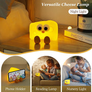 AMERTEER Children's LED Night Light, CheeseNight Lamp, Rechargeable Cute Soft Silicone Creative NightLight for Kids, Bedside Lamp, Dimmable & Touch Sensor for Bedroom, Birthday Gifts Room Decor