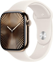 Apple Watch Series 10 GPS + Cellular 46 mm Smartwatch with Gold Titanium Case with Gold Milanese Loop - M/L. Fitness Tracker, ECG App, Always-On Retina Display, Carbon Neutral