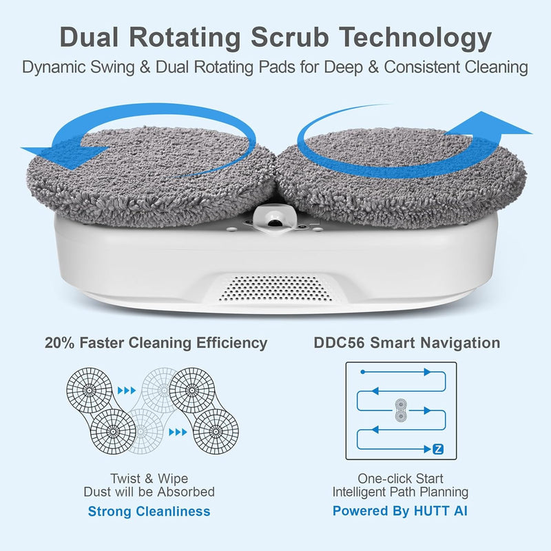 HUTT DDC56 Window Cleaning Robot Double Beam with Ultrasonic Spray Function, Electric Window Cleaner Remote Control with Dual Water Tank, Window Edge Detection