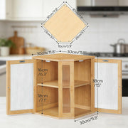 Bamboo Bread Box, Kitchen Countertop Corner Bread Box, Large Capacity 2-Tier Bread Container, Bread Storage Container with Dual Rippled Acrylic Doors, for Kitchen Food Storage
