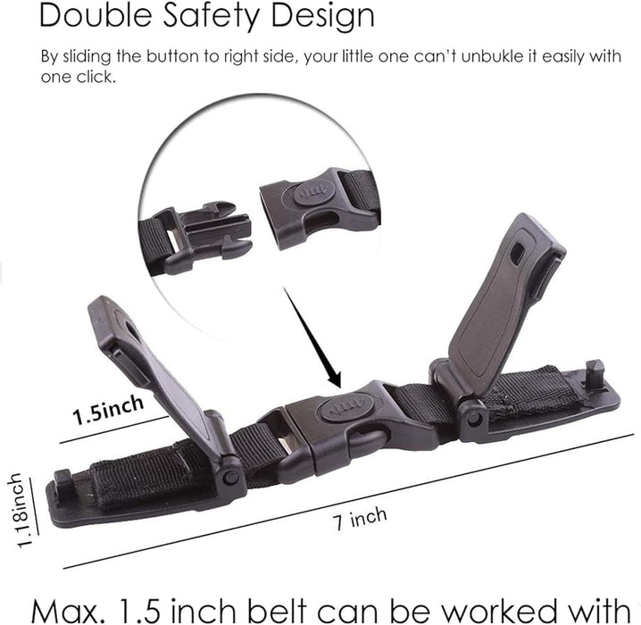 Sulfar Universal Child Chest Harness Clip, Car Seat Safety Belt Clip Buckle, Anti-Slip Baby Chest Clip Guard Compatible with Seats, Strollers, Schoolbags, for 1.5-inch Width Harness (black, grey)