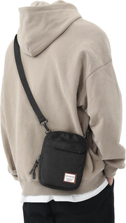 Mini Crossbody Bag Shoulder Bag for Men, Small Messenger Satchel Bag for Women - Black