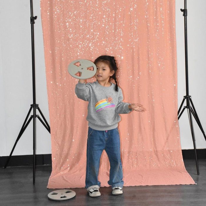 LQIAO 2 Panels Light Gold Sequin Backdrop Glitter Fabric for Wedding Birthday Parties Shimmer Wall-2x8ft