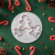 3Pcs Gingerbread Man Cookie Cutters, Stainless Steel Christmas Cookie Cutter Tools with Red Environmental PVC, Gingerbread Boy Shape Moulds Set for Baking