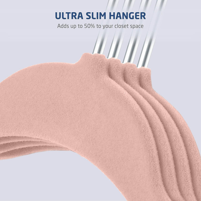 ZOBER Hangers For Baby Clothes - Chrome Swivel Hook - Non Slip Toddler Hangers for Baby and Children Clothes Space saving - Hanger for Everyday Use Set Of 10 - Pink