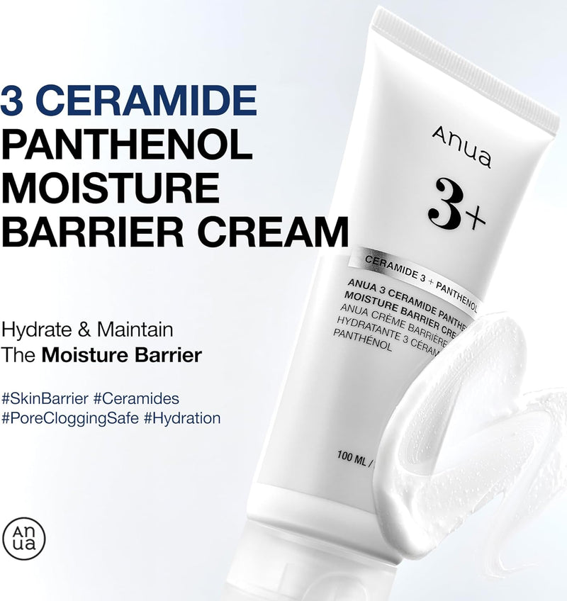3 Ceramide Panthenol Moisture Barrier Cream, Hydrating Face Moisturizer for Normal Skin, Panthenol, Ceramide, Centella for Skin Barrier Non Comedogenic, Korean Skincare (100ml/ 3.38 fl. oz.)