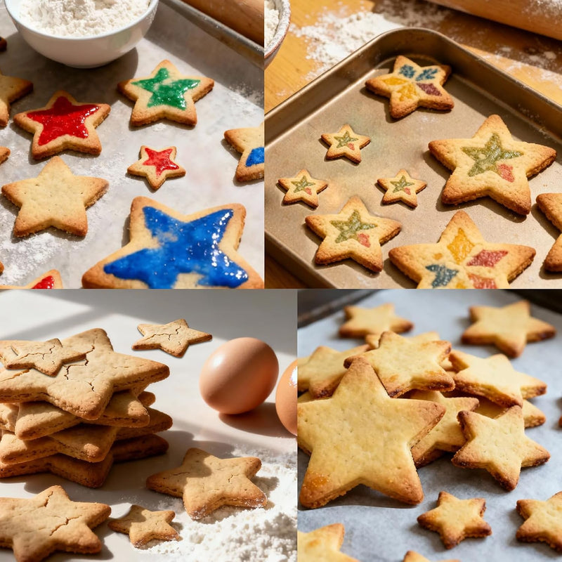3-Piece Star Cookie Cutter Set - Stainless Steel Holiday Baking Tools with Red Silicone Grip for Christmas Cookies & Crafts