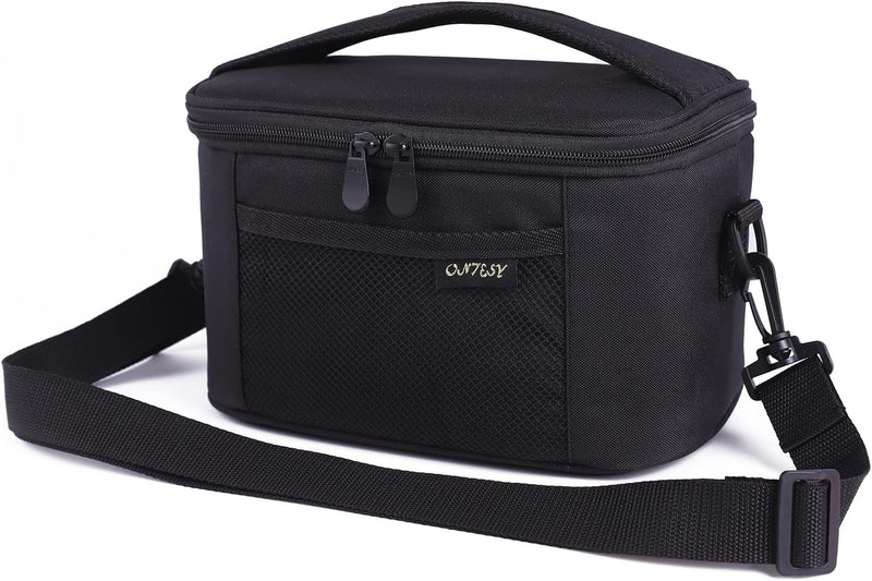 Black Insulated Bag for Men Women, Medium Lunch Bag for Work School Picnic Waterproof Leakproof Cooler for Kids Boys Girls with Adjustable Shoulder Strap - 7.2L - Black