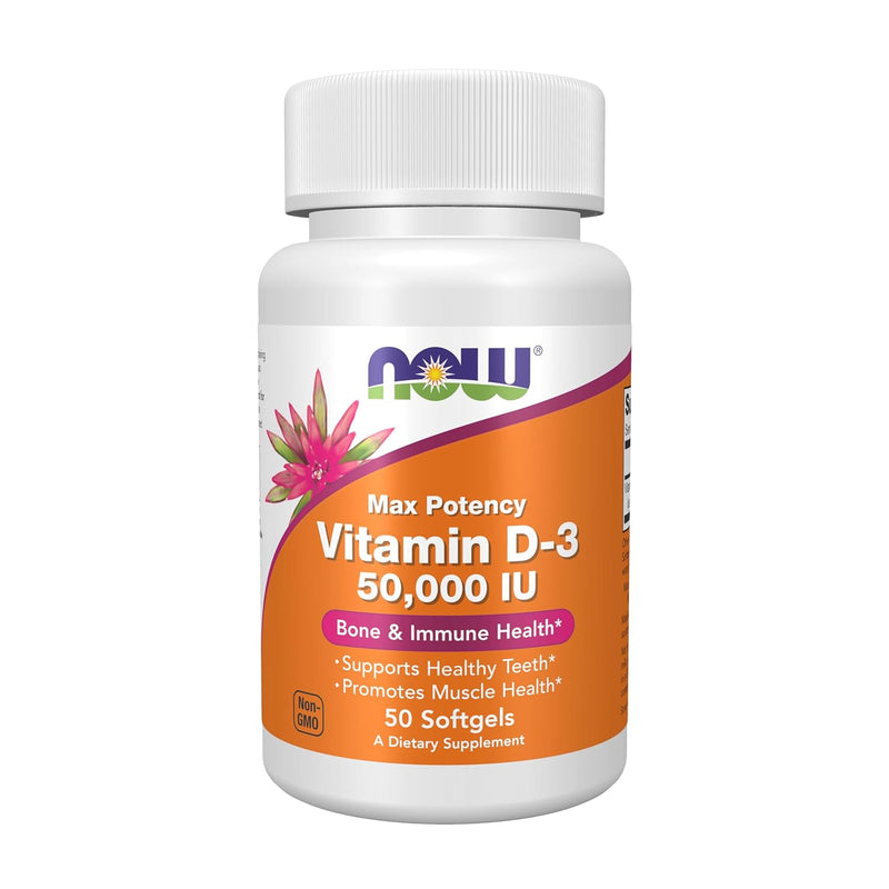 NOW Foods Supplements, Vitamin D-3 50,000 IU Softgels, 50 softgels