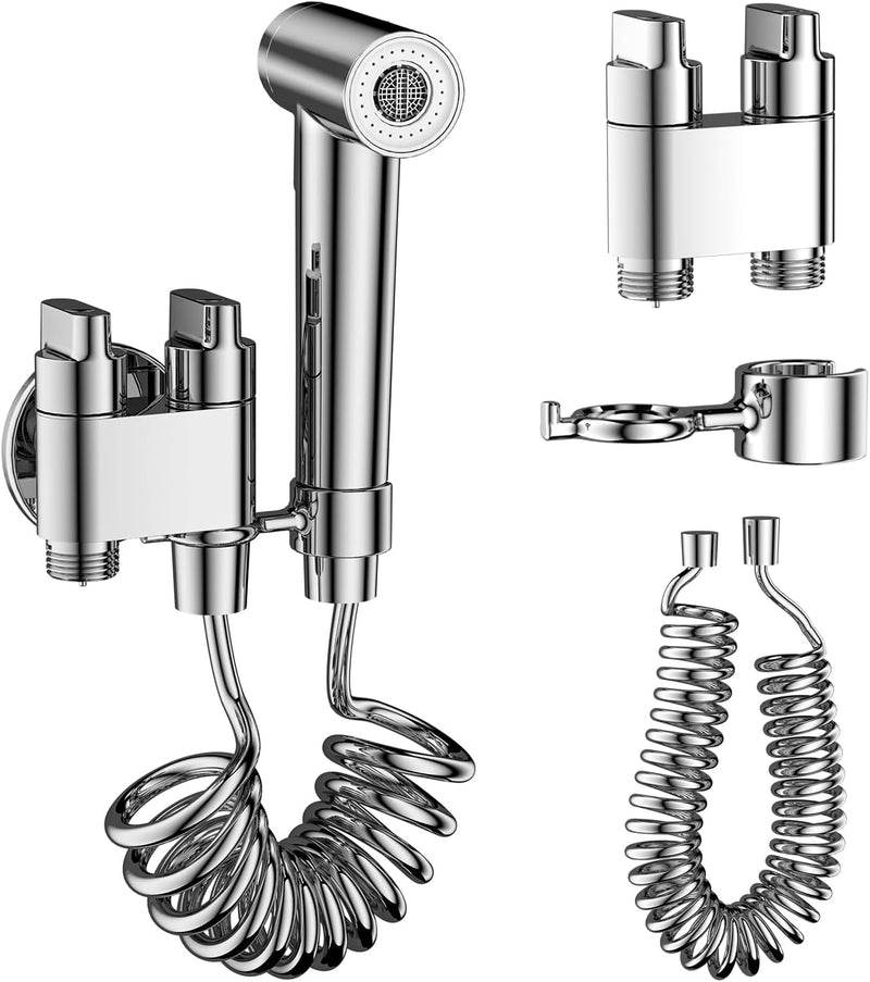 JOMOO Shattaf Set, Bidet Sprayer for Toilet with 60inch Stainless Steel Bidet Hose and Valve for Pet Bath,Water Flower,Hygiene Toilet Cleanser Spray, Gray