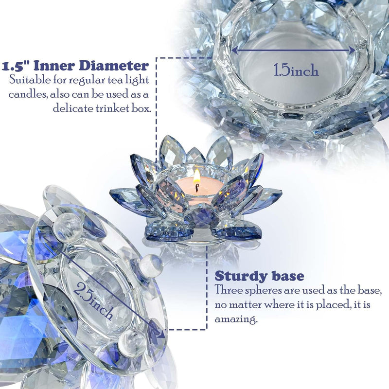Kolnlala Crystal Lotus Flower Tealight Candle Holders/Glass Tea Light Candlestick Decor Decoration for Christmas Home Wedding Party… (Clean 1pc)